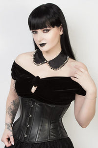 black_faux_leather_waist_training_corsets_waspie_plus_size