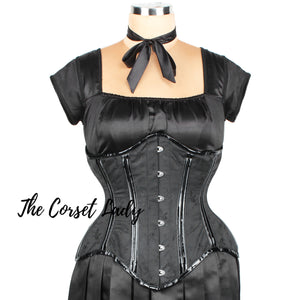 black_pvc_longline_gored_hipped_underbust_corsets_the_corset_lady
