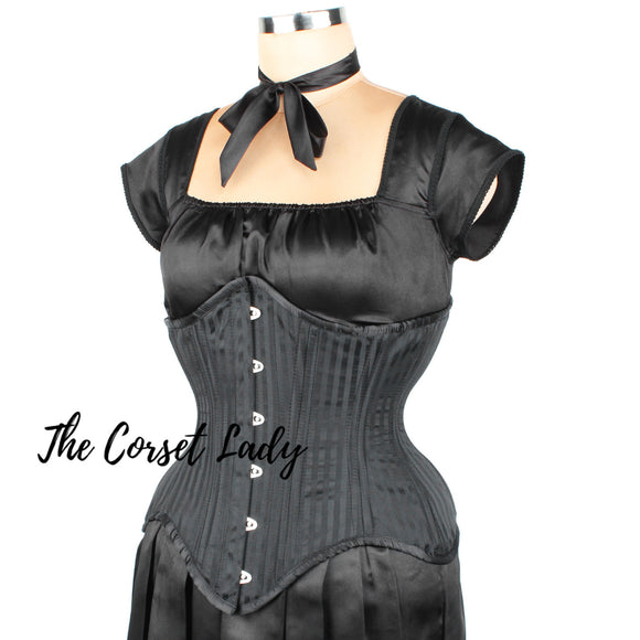 gored_longline_black_underbust_waist_trainer_corsets_the_corset_lady